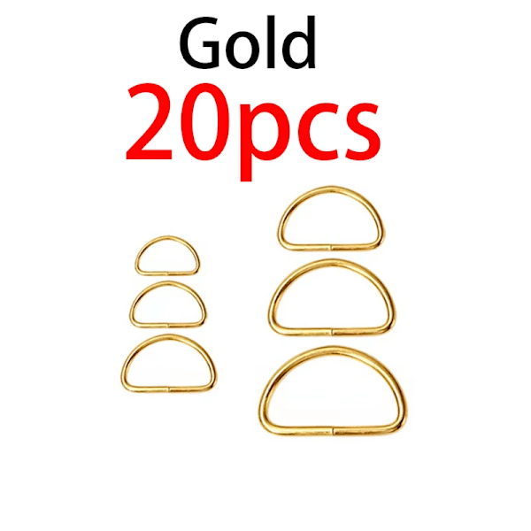 20 stk 100 stk Metal Ikke-Svejste D-Ringe Justerbare Spænder Til Rygsække Remme Sko Tasker Kat Hund Halsbånd Dee Spænder DIY Tilbehør 20PCS-Gold Inner diameter-38mm