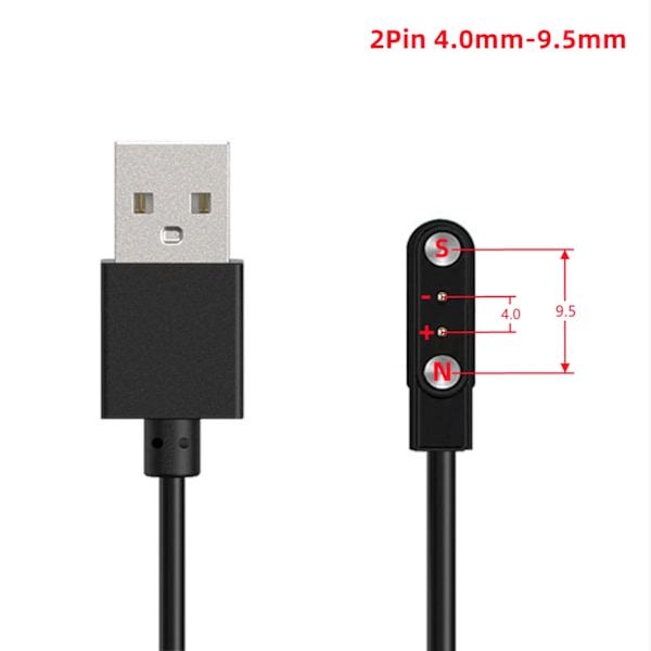 2-polet, 4-polet, 5-polet Magnetisk Opladningskabel USB Dockoplader Strømadapter til Smartwatch Juicer Termokrus Høretelefoner Skønhedsenheder Black (4.0mm-9.5mm)