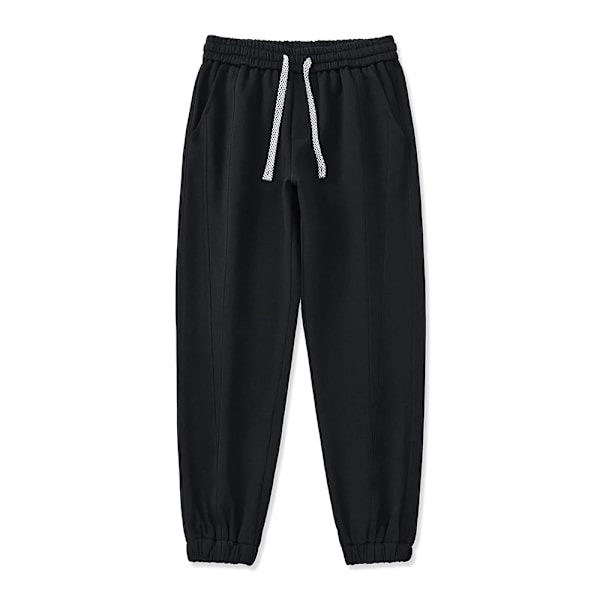 Forår Efterår Mænd Joggers Bomuld Sweatpants Unisex Par Sportswear Snøre Bånd Baggy Bukser Løs Bukser Stor Størrelse 8Xl black XXL(32-33)