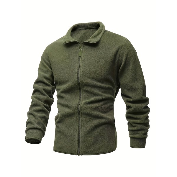 Taktisk dubbelsidig fleecetröja för män, Casual Zip Up Coat för höst och vinter Army Green XXL(54)