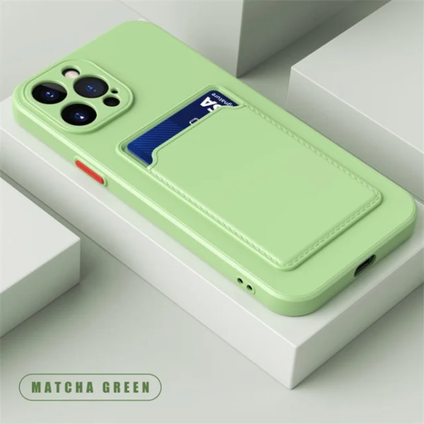 Lyxigt mjukt case Funda För iPhone 15 14 11 13 12 Pro Max Plus Korthållare Fack Cover Skyddstillbehör Green For iPhone 13Pro