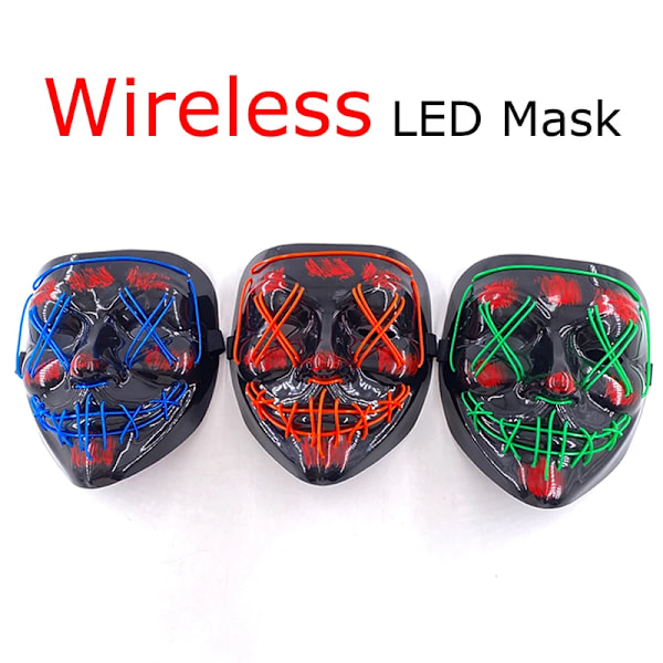 Langaton Halloween Neon Led Purge Mask Mask Mask Party Mask Ljus Växa I Mörka Skräckmask Glödande Masker red