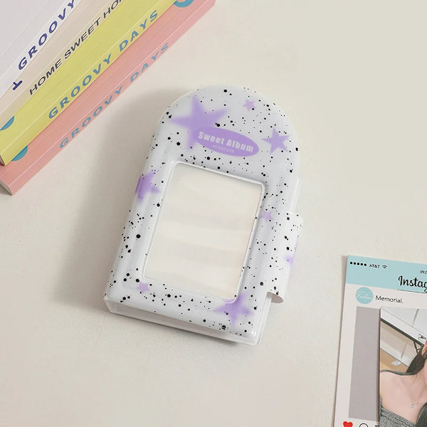 3 tuuman Splash Ink Star -valokuva-albumi korealaisille idoleille Kortti Photocard -pidike Binder Square Hollow Cartoon -keräyskirja korealainen tyyli. A-purple