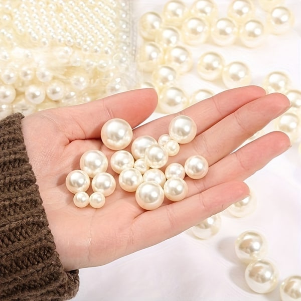 4-16 mm ABS Imitation Pearl Rice Vit Pärla med raka hål, Smyckesmaterial Dam Armband Halsband DIY Accessories 10mm-50pcs