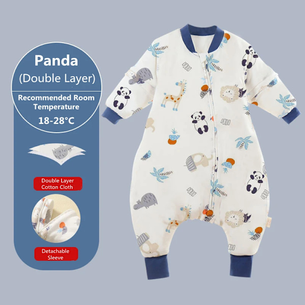 Vauvan makuupussi Piirretty lapset Pyjamat Infantil Tavarat neljälle vuodenajalle Puuvilla Taapero Säkki Lapset Yöasut Vuodevaatteet Hyppyhaalari Panda 1 100-110cm