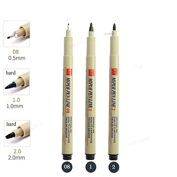 Pigma Micron Pen Set Pigment Liner Nål Blød Pensel Tuscher Lot 003 005 01 02 03 04 05 08 1 2 3 Kunst Markører Skitse Pen 08 1 2