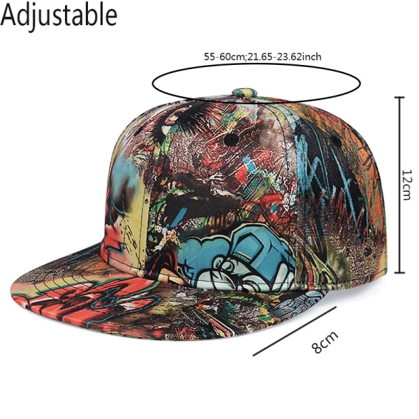 Hatt кепка мужская Trender PU-material Graffiti Cap herr Flat brättad cap Bomull Snapback Cap Hip Hop Hat Dam 4 56-60cm