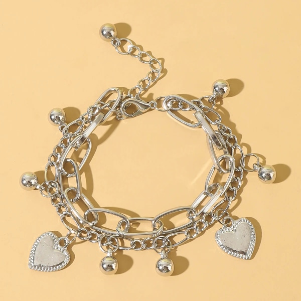 1st enkelt och moderiktigt metall dubbellager kärlekshänge för kvinnors armband, en mångsidig daglig accessoar ZT2061-S
