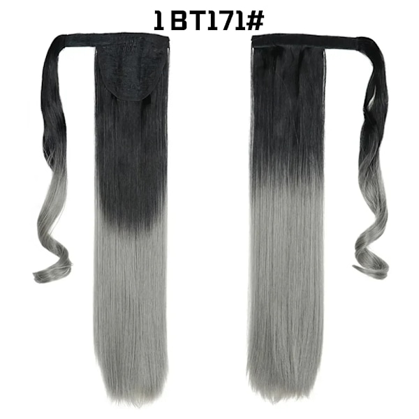 22-32 Tum Syntetiska Hår Fiber Värmeresistentan Curly Hår Med Ponytail Fake Chip-In Hår Extensions Pony Svans 1BT171 22INCHES