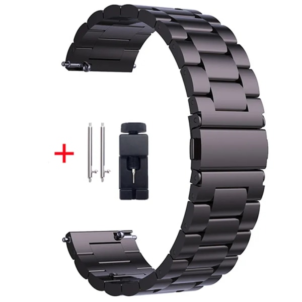 22 mm 20 mm metallrem för Samsung Galaxy Watch 46 mm/3/Gear S3/Huawei Watch GT 2/3 Pro Armband i rostfritt stål för Amazfit GTR black tool 20mm