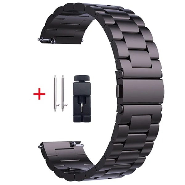 22 mm 20 mm metallrem för Samsung Galaxy Watch 46 mm/3/Gear S3/Huawei Watch GT 2/3 Pro Armband i rostfritt stål för Amazfit GTR silver tool 20mm