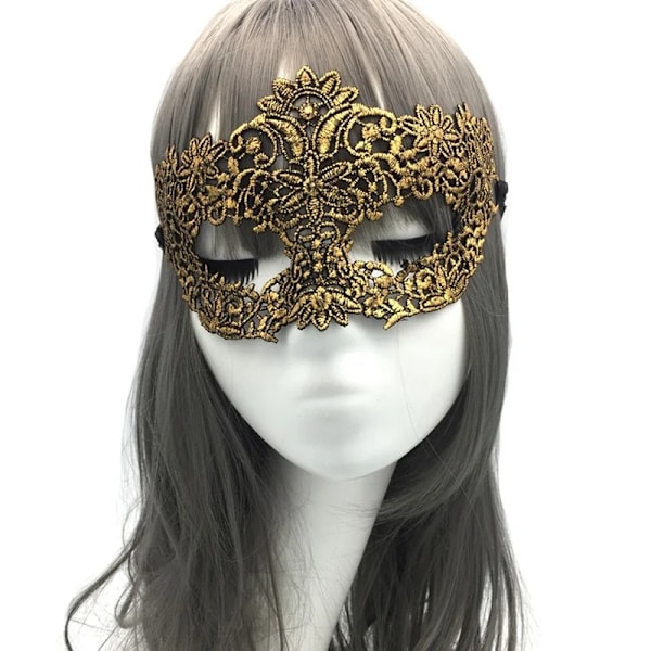 Naiset Sexy Hollow Lace Masquerade Bronzing Kasvonaamari Prinsessa Juhlat Cosplay Prom Props Puku Yökerho Kuningatar Silmänaamio Exotio C 1