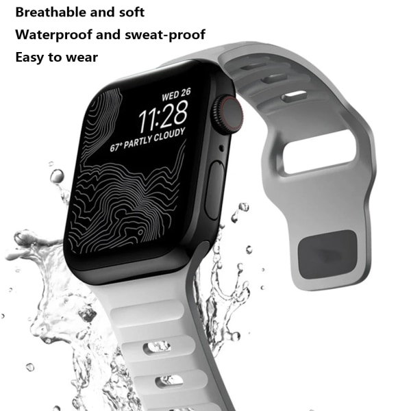 Silikonrem för Apple Watch Band 9 8 7 41 mm 45 mm ultra 2 49 mm 44 mm 40 mm 38 42 mm Correa armband för Iwatch Series 6 SE 5 4 Midnight Blue