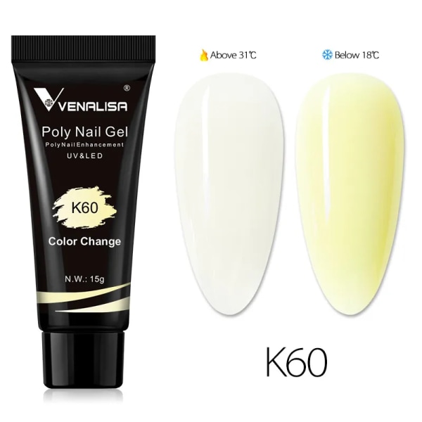 New Arrival Poly Nail Gel 15g Akrylgel med Nageltips Nagellackförlängning Nail Art Clear Camouflage Gel K60 color change