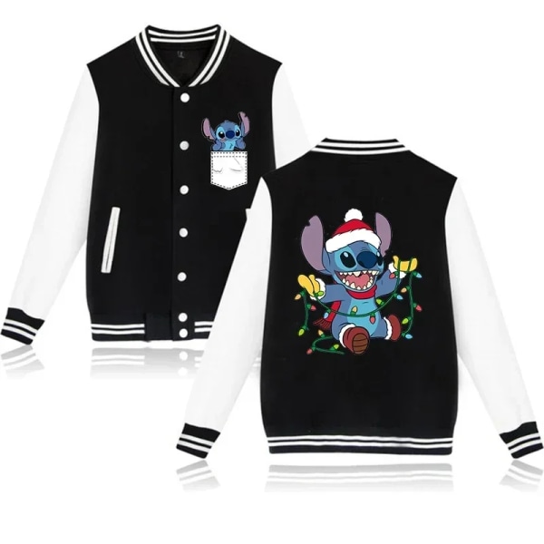 Gotisk Y2k Hoodie Lilo Stitch Baseballjacka Dam Sweatshirt Jul kawaii Jackor Streetwear Lösa Collegerockar black59002-59005 S