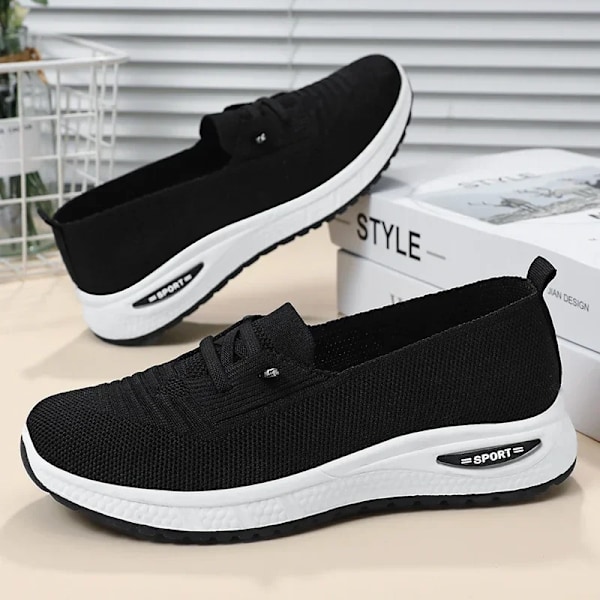 2024 Kvinders Sneakers Platform Sko Kvinders Strik Casual Sport Sko Damer Udendørs Vulkaniserede Zapatillas Mujer Løb Sho Er black 40