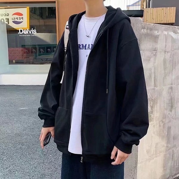 Vår Och Höst Trend Husk Cardigan Sweater Mäns Vår 2022 Ny Casual Tunn Rock Hong Kong Style Top Studenter Black M