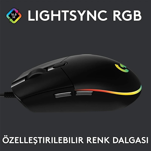 Alkuperäinen Logitech G102 -pelihiiri USB-tyyppi A 8000 DPI PC / Mac / Kannettava tietokone Kannettavan tietokoneen lisävarusteet Hiiri white