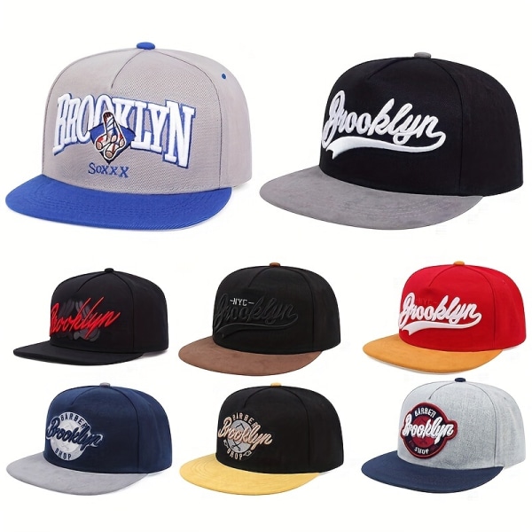 2st Brooklyn Broderi Snapback Hatt Unisex färgblock Hip Hop cap Lätt justerbar pappa hattar Kvinnor Män Coffee Eaves Black