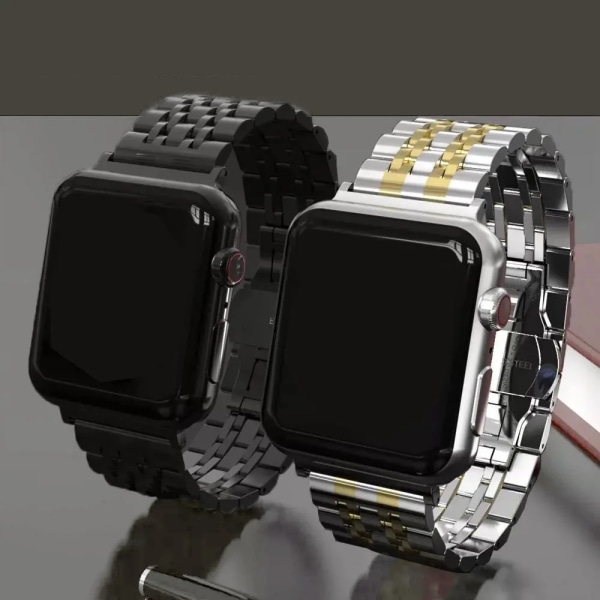 Metallrem För Apple Watch Ultra 49mm 8 7 45mm 41mm rostfritt stål smart watch armband För iwatch 6 5 4 3 SE 44mm 42mm 40mm Black 2 For 42mm 44mm 45mm
