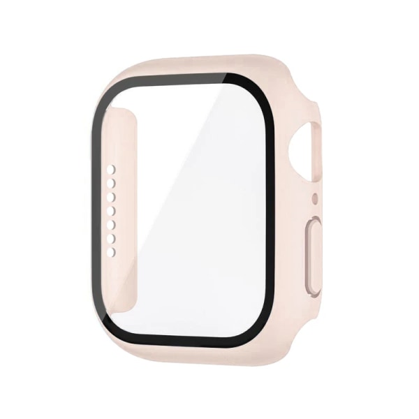 Härdat cover för Apple Watch Case 45mm 41mm 44mm 40mm 42mm Skärmskydd för iWatch Tillbehör serie 9 4 5 6 SE 7 8 Pink Series 9 8 7 45mm
