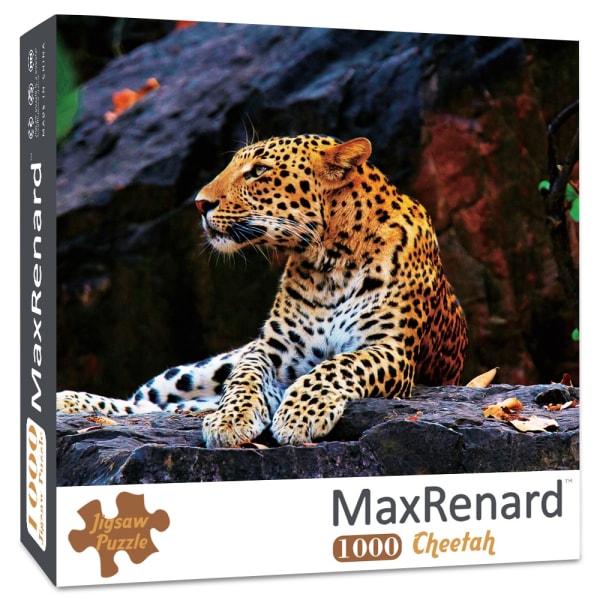 MaxRenard 20*28 i 1000 bitar Konstpussel sticksåg för vuxna Pappersmontering Djurbild Gepard Pussel Leksaker