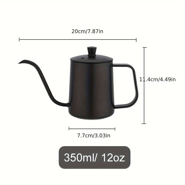 1 st 304 rostfritt stål häll över kaffekokare med lock - 350ml/12oz och 600ml/20oz storlekar - Svanhalsdesign för exakt upphällning - Dropppåse -