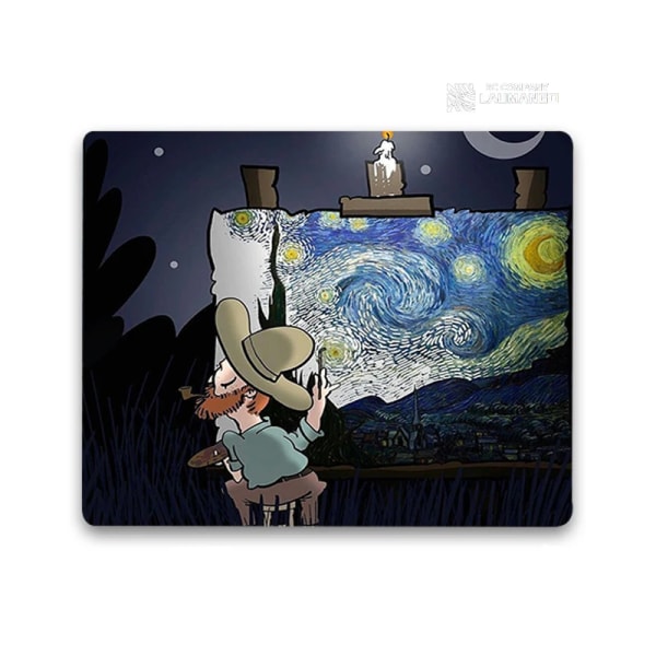 Liten musmatta Tecknad Van Gogh Illustration Pc Gamer-skåp Tangentbord Skrivbordsmatta Datorspelstillbehör Musmatta Animemattor JH003771 40x50cm