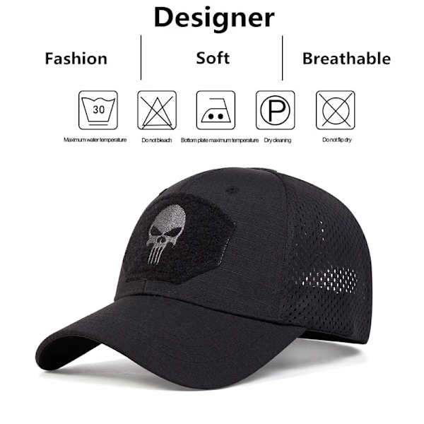 Unisex Skull Broderi Lable Andningsbara Baseball Caps Vår Och Höst Utomhus Justerbar Casual Hat Solskydd Hatt Dark Grey1 Adjustable