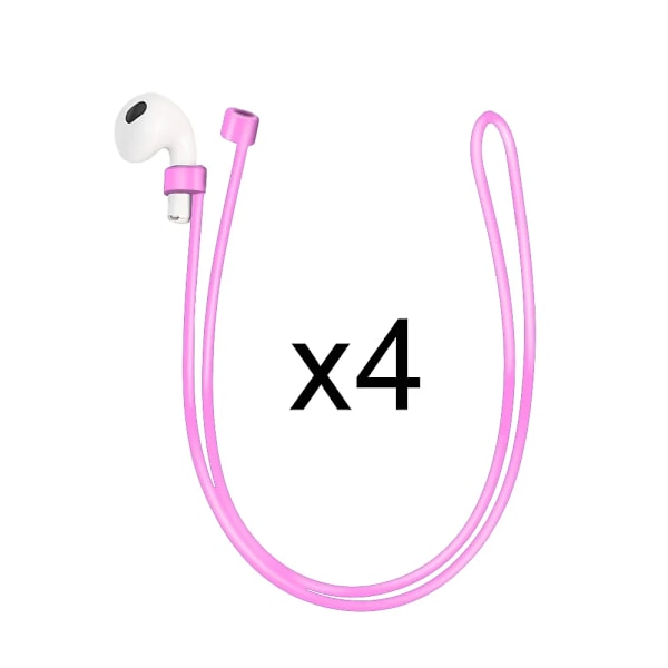 Anti-Lost Silikon Rep Hållare Kabel För Airpods 3 2 1 Pro Trådlös Bluetooth Hörlura Nack Sport Rema Sladdsträng 4pcs Pink 55cm not magnetic