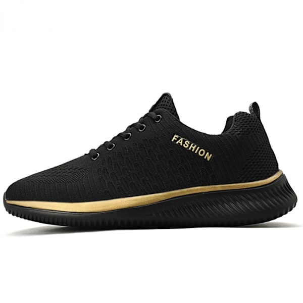 2024 Nya Män Casual Skor Lac-Up Män Skor Lättvikt Bekväma Andas Vandring Sneakers Tenis Masculino Zapatillas Hombrename Gold 38