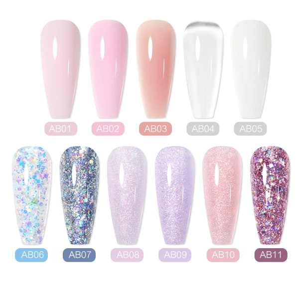 Gel För Nail Extension Clear Glitter Extension Soak Off UV Gel Polish Nail Art Akryl UV Gel Polish Manikyr AB05