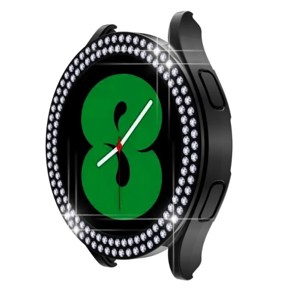 Case till Samsung Galaxy Watch 6 4 Case 40 mm 44 mm Tillbehör Bling Fashion Två rader Diamond Bumper Galaxy Watch 5 6 40 Mm Cover black For Galaxy Watch4 40