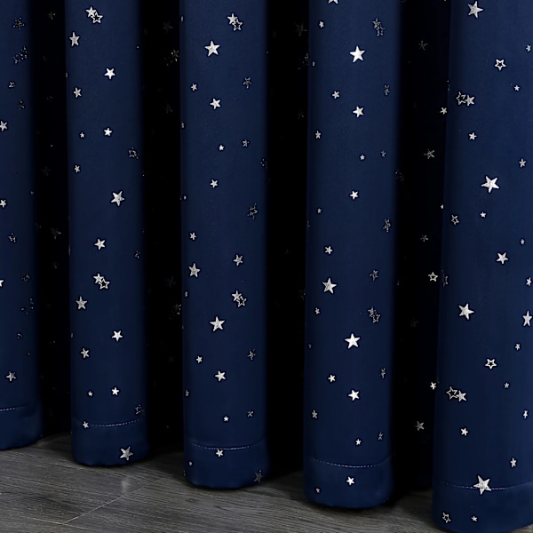 Børne Gardin Blackout Med Stjerner Grommet Top Til Soveværelse Stue Vindue Gardinerne Draper Navy blue-1Panel 132X213cm