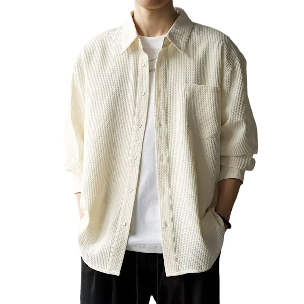 Koreanska Mäns Kortärmade Skjorta Sun Skydd Trendy Herrkläder Casual Handsome Plus Storlek Loose Lång Sle Skjorta Mäns Vår Och Höst. White 5L