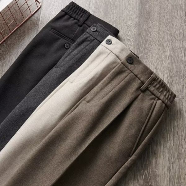 Ulla Byxor Mäns Moderiktiga Våren Och Hösten Rak Ankellånghet Slim-Fit Byxor Business Casual Byxor Män ' Dräktbyxor Höst Och Vinter Nytt Coffee 30