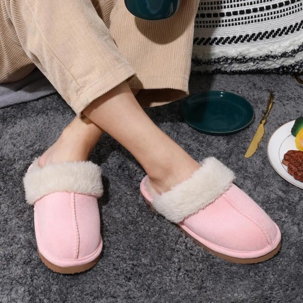 Vinterpälstofflor Kvinnor Män Nytt Mode Inomhus Varmt Mysigt Fuzzy Flats Rutschkanor Varmt Hem Korta plysch Tofflor Mocka Mules CF 46-47