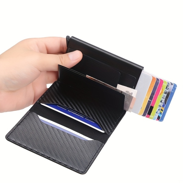 Kolfiber Kreditkortshållare Plånbok Herr Rfid Smart Metal Tunn Slim Pop Up Minimalistisk plånbok Liten svart plånbok Metallplånbok Coffee