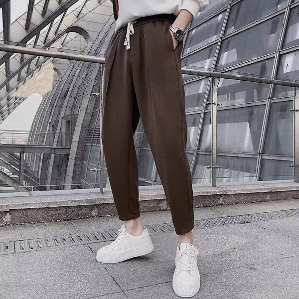 Suorat housut Miehet Ruoshuai Syksy Harem Miehet Housut 2023 Uusi Kevät Ja Syksy Musta Painetut Kauniit Housut Miehet ' S Vaatteet Coffee XXL