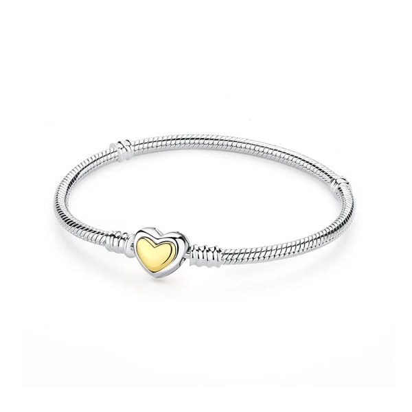 Original 925 Sterling Silver Armband Bangles Kristallkugel Love Heart Spänne Pärlor Charms Moments Armband För Kvinnor DIY Smycken 26 19cm