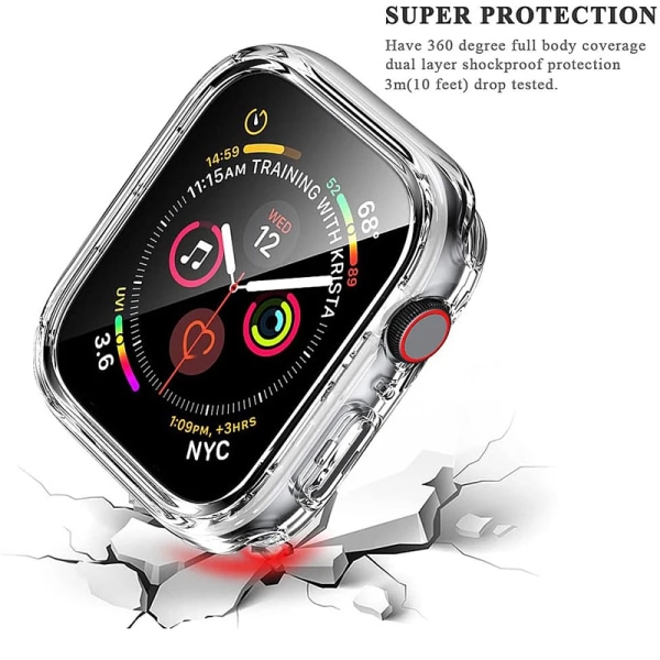 Härdat glas+ cover för Apple Watch Case Tillbehör 45 mm 41 mm 42 mm 38 mm PC- cover iWatch 6 5 4 se 44 mm 40 mm Silver 17 Series 7-8-9 41mm