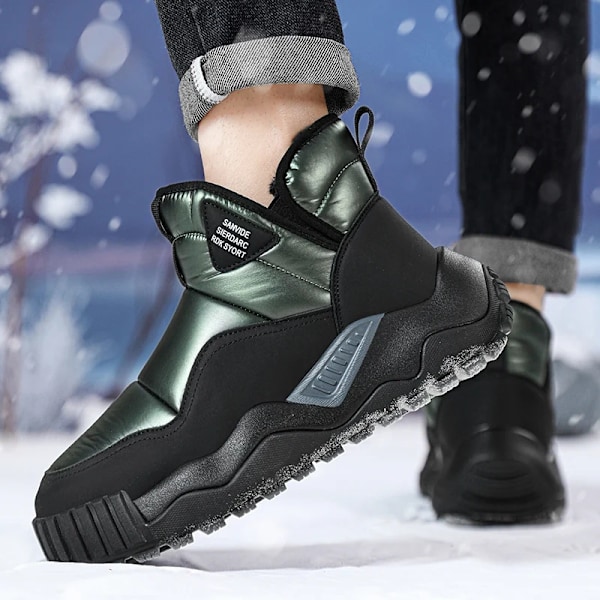 Winter High Top Håll Varma Skor Bra Kvalitet Vattentät Övre Plush Skor Anti Slip Bomull Snö Stövlar Unisex Skor green 39