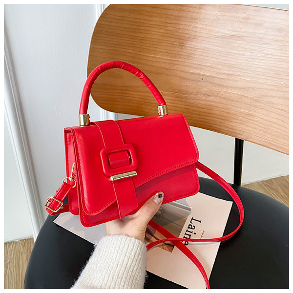 Ny 2022 Internet Kendis Crossbody All-Matching Tekstur Håndtaske Koreansk Stil Enkel Mode Axel Tekstur Lille Firkantede. Tasken Red