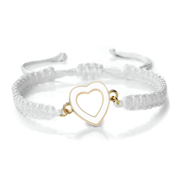 Nyflettet tråd armbånd til elskere Lucky rød reb hvidt hjerteformet vedhæng håndlavet justerbar armbånd trendy håndled juvel smykke White-G