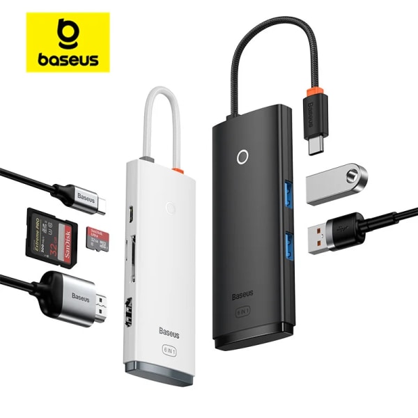 Baseus – HUB USB typ-c mot HDMI, adaptateur USB 3.0, station d'accueil 6 och 1 för MacBook Pro Air 5in1 PD White