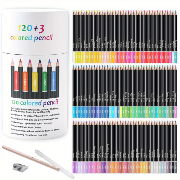 Premium färgpennor, set med 120 färger, artisters mjuka kärna med livfull färg, idealisk för att rita skissande skuggning, färgpennor för vuxna
