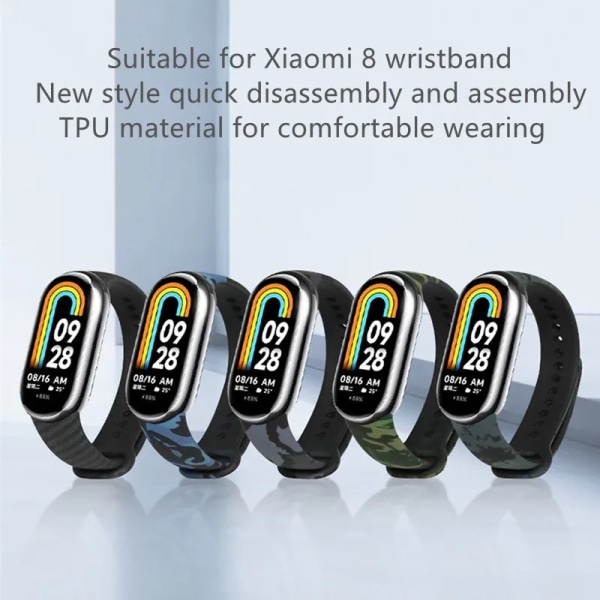 Andningsbar rem för Xiaomi Mi Band 8 Rem Ersättningsfärg Silikonarmband TPU-rem för Xiaomi MiBand 8 Strap 12 For xiaomi mi band 8