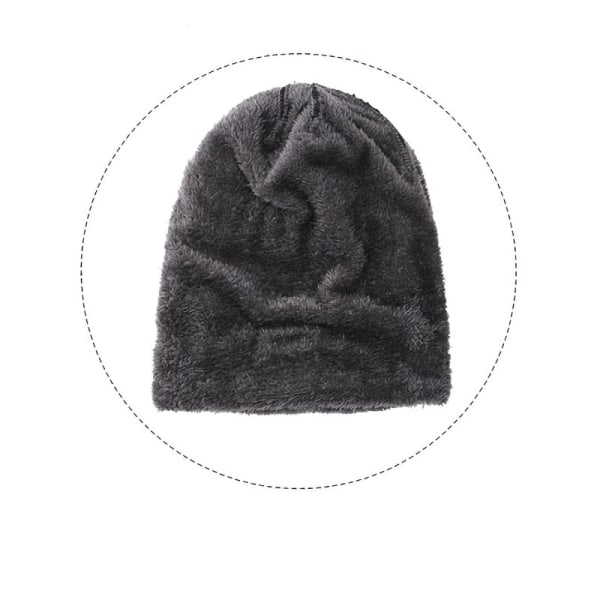 1 st Vinter tjock sammetsmössa i ull, öronskyddströja stickad mössa, med varmstickad fleecehalsband Black