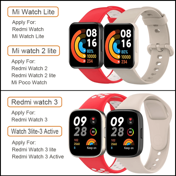 Silikonrem för Xiaomi Mi Watch 2 3 Lite Mi poco watch för Redmi watch 2 Lite 3 Active Wrist Redmi watch 3 lite armband A-Black Redmi watch 3