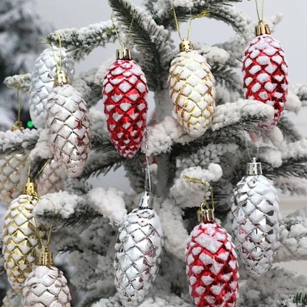 5 stk. Jul Malede Tall Kegler Hængende Vedhæng God Jul Gran Dekoration Til Hjem Xmas Ornament Gave Navidad 2024 champagne